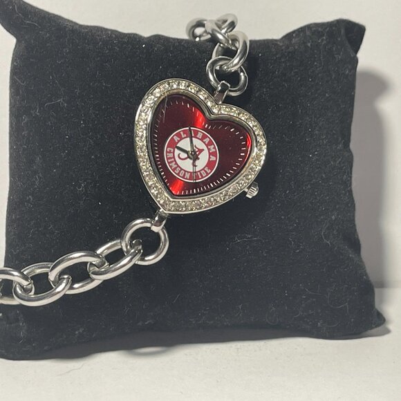 Alabama Crimson Tide NCAA Heart Stainless Steel Bracelet Watch by Game Time NEW - Picture 2 of 4